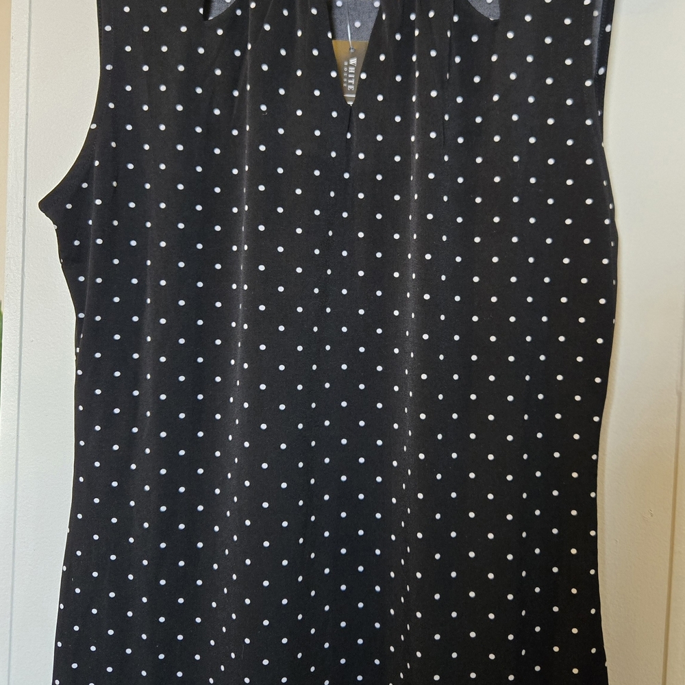 White House Black Market Black and White Polka Dot Sleeveless Top